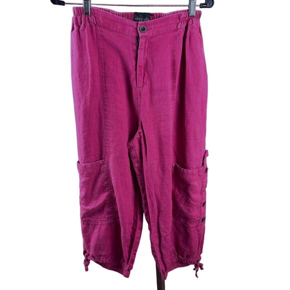 Olars Ulla Sweden red capri lagenlook oversized cargo pants size S/M trousers - Picture 1 of 5